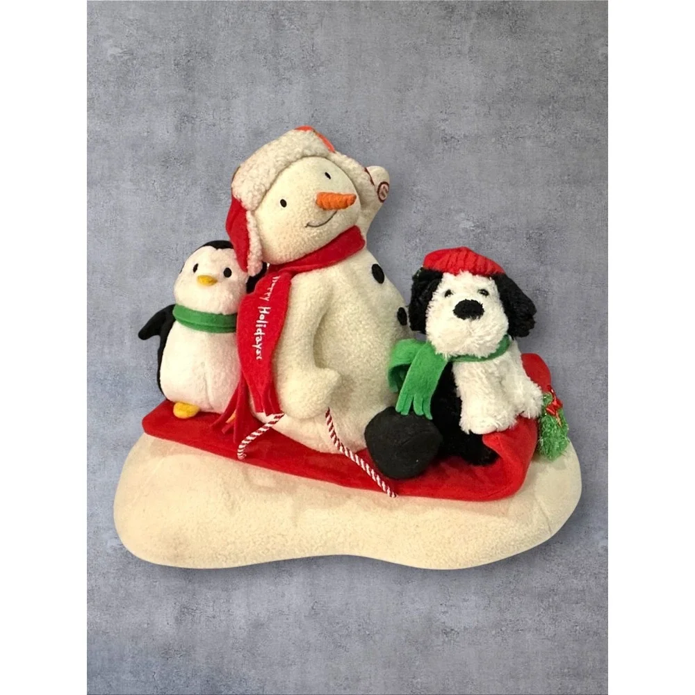 Hallmark Musical Plush Sleigh Ride Snowman Penguin Dog Christmas Tested/Works